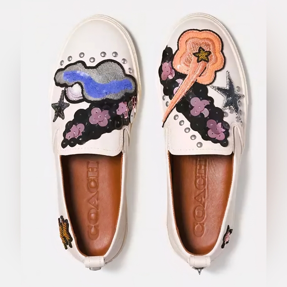 Coach Star Sequin Beaded Slip-On Sneakers NWT Size 11 | Rare Statement Loafers W - Picture 4 of 11